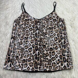 KUT from the Kloth Leopard Print Sequin Front Cami Tank